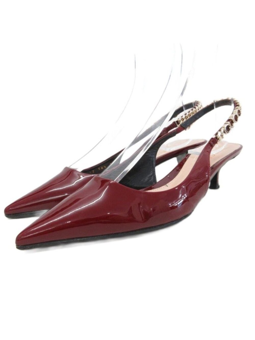 Gucci Signoria Pumps Slingback Logo Pointed Toe Low Heels Patent Leather